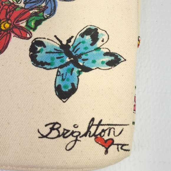 BRIGHTON Love Tweet Canvas Large Tote Bag Birds Hearts Butterflys Shoulder Carry - Picture 3 of 12